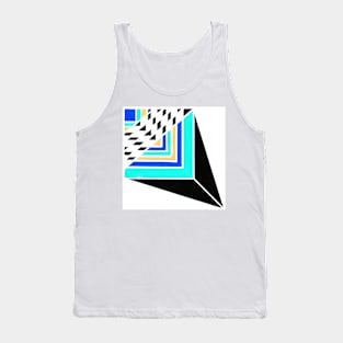 Inverted Blue Black Yellow Geometric Abstract Acrylic Painting III Tank Top